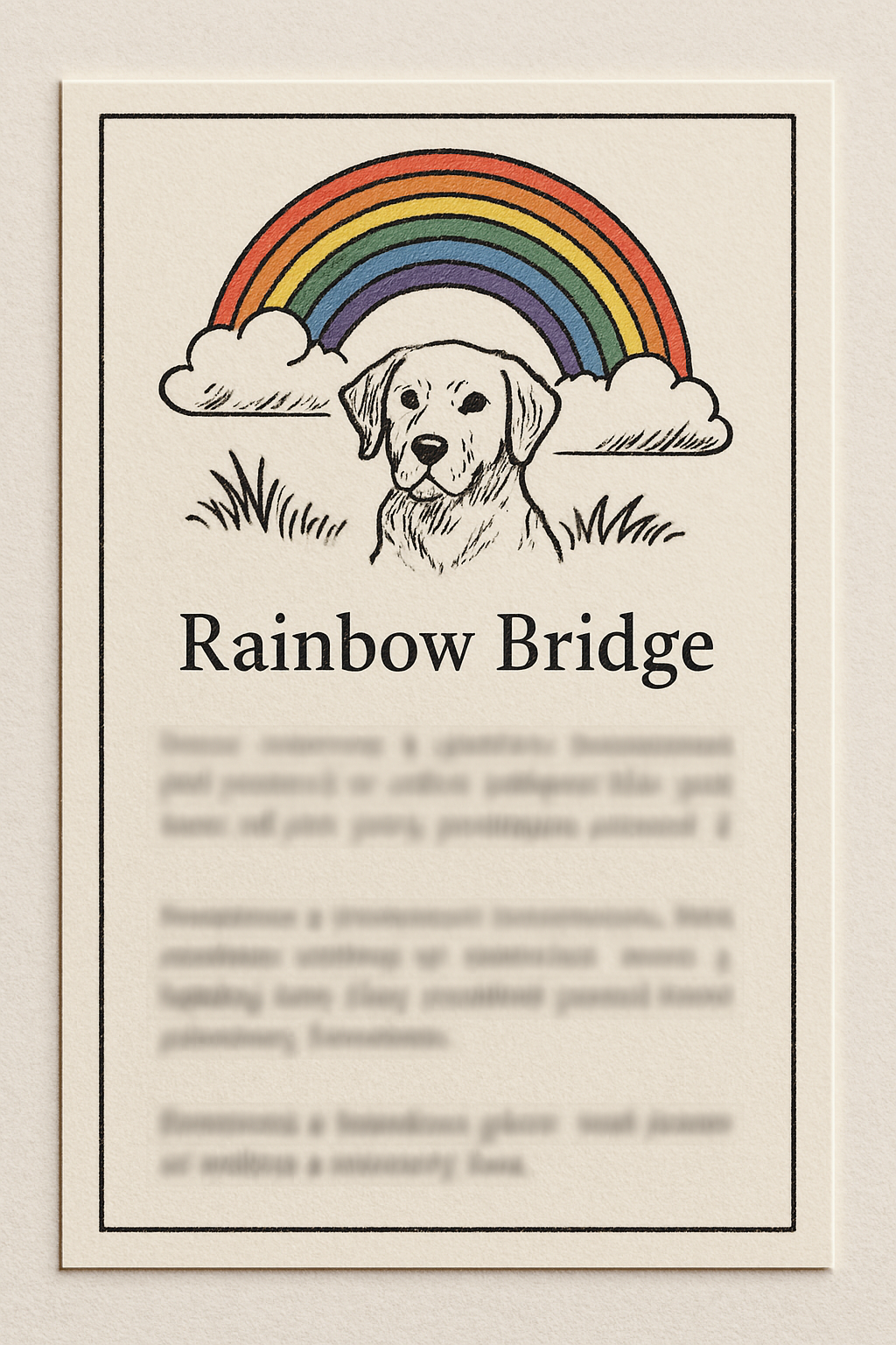 Rainbow Bridge Printed Obituary Keepsake